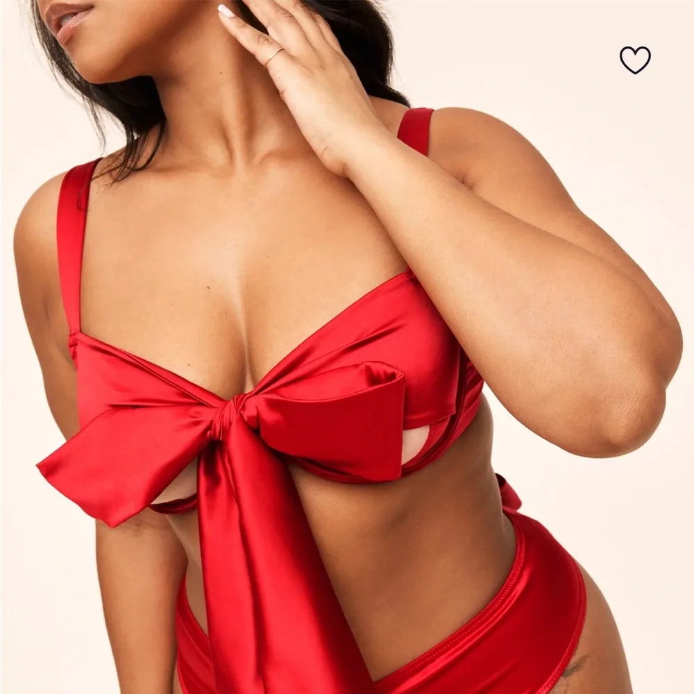 Adore Me Vibrant Red Bow lingerie set - Picture 2 of 8